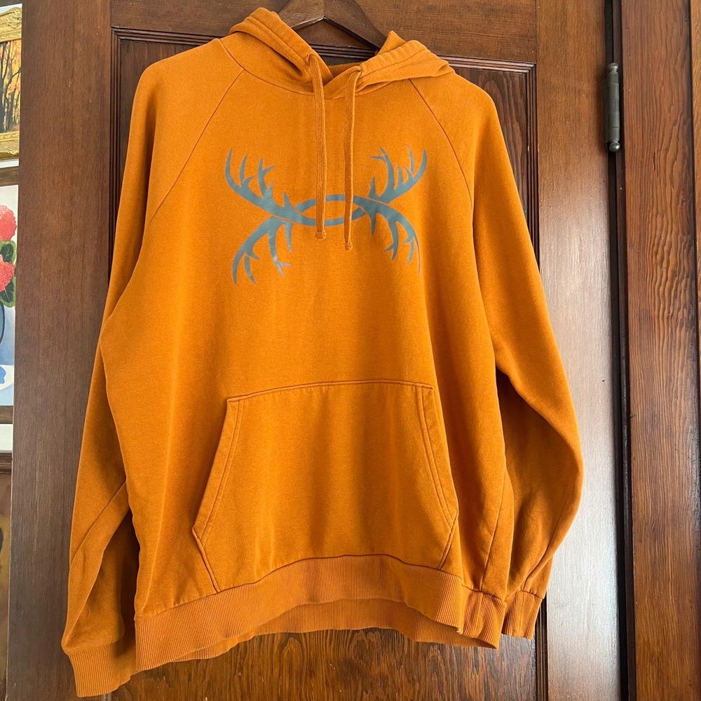 Under Armour Men's Orange Antler Logo Hoodie Pullover Sweatshirt‎